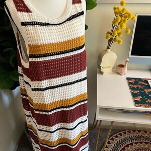 Nine West Red and Yellow Sleeveless Maxi Sundress